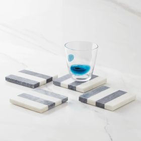 Striped White Marble Coasters – Set of 4