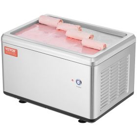 VEVOR Fried Ice Cream Roll Machine, 12.6" x 8.5" Stir-Fried Ice Cream Pan, Stainless Steel Rolled Ice Cream Maker with Compressor and 2 Scrapers