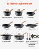 VEVOR 19 Piece Pots and Pans Set, Granite Nonstick Cookware Set, Induction Cookwares, Kitchen RV Cooking Sets with Frying, Sauce, Saute