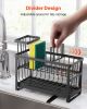 VEVOR Kitchen Sink Caddy Organizer, 2 Tier Sponge Holder for Kitchen Sink with High Brush Holder & Divider, Storage Rack with Rotatable Drainage Spout