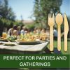 Disposable Wooden Cutlery Set 360 PCS - 100% Compostable Wooden Silverware [120 Forks, 120 Spoons