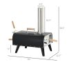Outdoor Pizza Oven Wood Fired with 12 Stone Peel Waterproof Cover for Patio Cooking Black