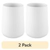 2 Pack 6.2" Ribbed Ceramic Kitchen Utensil Holder, White