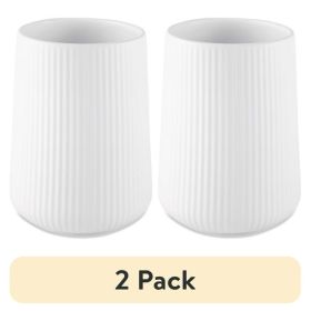 2 Pack 6.2" Ribbed Ceramic Kitchen Utensil Holder, White