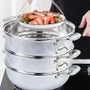 SOGA 3-Tier 30cm Heavy-Duty Stainless Steel Food Steamer – Stackable Vegetable Pot with Glass Lid, Multi-Layer Pan Insert for Healthy Cooking