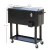 80 QT Rolling Cooling Bins Ice Chest on Wheels Outdoor Stand Up Drink Cooler Cart for Party, Black