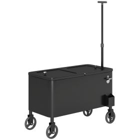 80-Qt Outdoor Patio Cooler Cart, Rolling Ice Chest with Adjustable Handle, Wheels, Bottle Opener, Drainage