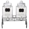 VEVOR Beverage Dispenser, 2 Pack 1.5 Gallon Drink Dispensers for Parties, Glass Juice Dispenser with Metal Stand, Stainless Steel Spigot