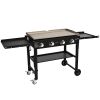 VEVOR Commercial Griddle on Cart, 36" Heavy Duty Manual Flat Top Griddle, Outdoor Cooking Station with Side Shelves, Steel Propane Gas Griddle
