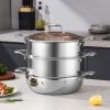 SOGA 3-Tier 30cm Heavy-Duty Stainless Steel Food Steamer – Stackable Vegetable Pot with Glass Lid, Multi-Layer Pan Insert for Healthy Cooking