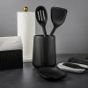 2 Pack 6.2" Ribbed Ceramic Kitchen Utensil Holder, Black