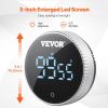 VEVOR Digital Kitchen Timer, Magnetic Countdown Countup Timer with 3-inch Large LED Display, 3 Volume Levels & 2 Lighting Modes