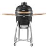 VEVOR Charcoal Smoker and Grill, 18" Kamado Charcoal BBQ Smoker, Movable Ceramic Barbecue Grill with 4 Wheels (2 Lockable), Built-in Thermometer