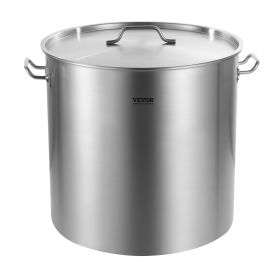 VEVOR Stainless Steel Stockpot, 100 Quart Large Cooking Pots, Cookware Sauce Pot with Basket, Lid, and Handle, Heavy Duty Commercial Grade Stock Pot