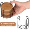 6 Pcs Best Wooden Coasters Holder Coffee Table Decor Acacia