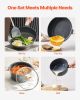 VEVOR 19 Piece Pots and Pans Set, Granite Nonstick Cookware Set, Induction Cookwares, Kitchen RV Cooking Sets with Frying, Sauce, Saute