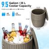 9.5 Gallon Cooler Side Table, Portable Ice Chest with Built-in Handle
