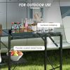 Outsunny Folding Camp Kitchen Table, Portable Camping Cooking Station with Adjustable Lantern Holder