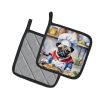 Pug The Chef Pair of Pot Holders Kitchen Heat Resistant Pot Holders Sets Oven Hot Pads for Cooking Baking BBQ, 7 1/2 x 7 1/2