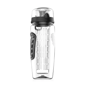 Fruit Infuser Water Bottle 32OZ Juice Shaker Sport (Color: Black)