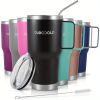 30 oz Tumbler with Handle, Stainless Steel Insulated Travel Coffee Mug with Lid and Straw, Thermal Coffee Cup for Hot&Cold Drinks, Spill Proof