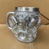 V6/V8 Engine Design Mug - Heavy-Duty Metal Construction, Double-Wall Insulated Cup with Non-Slip Grip - Vintage Automotive Beer Cup